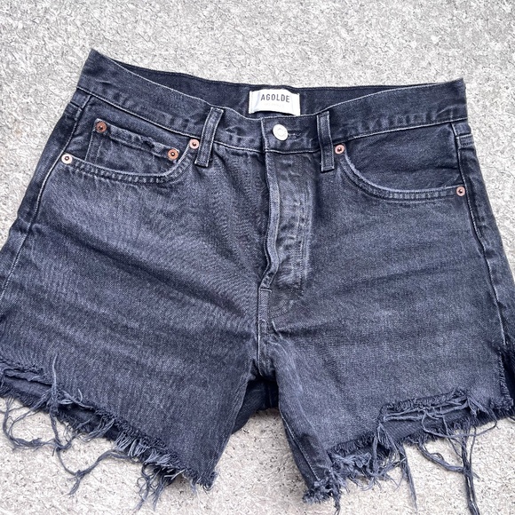 AGOLDE  parker shorts size 27 black distressed - Picture 1 of 7